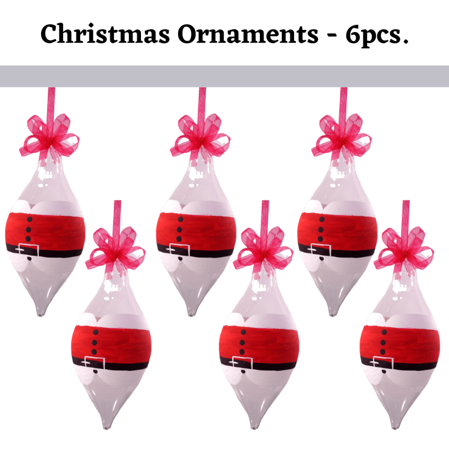6PCS SANTA INSPIRED GLASS CHRISTMAS BALLS BIG SIZE 5 INCHES HANDPAINTED DESIGNS by LIMAN GLASS